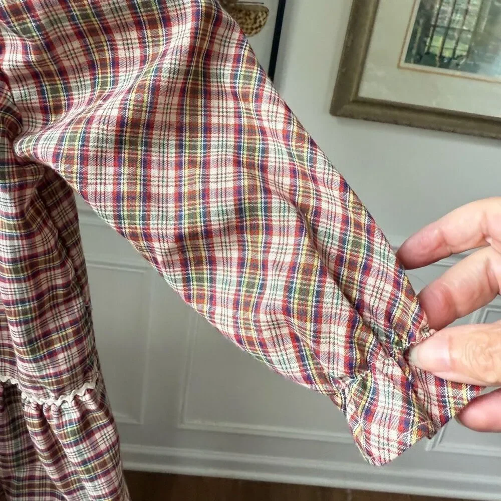 Vintage Polly Flinders Plaid Smocked Long Sleeve Dress 3T